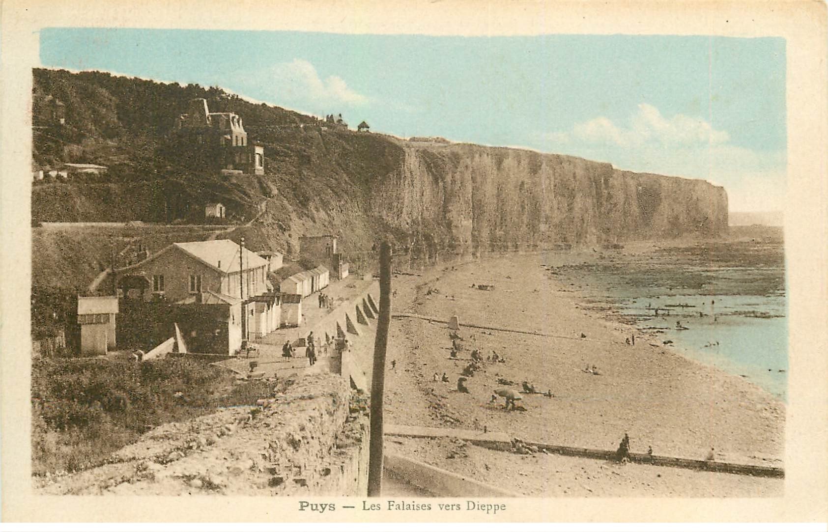 carte postale ancienne 76 PUYS. Les Falaises 1932