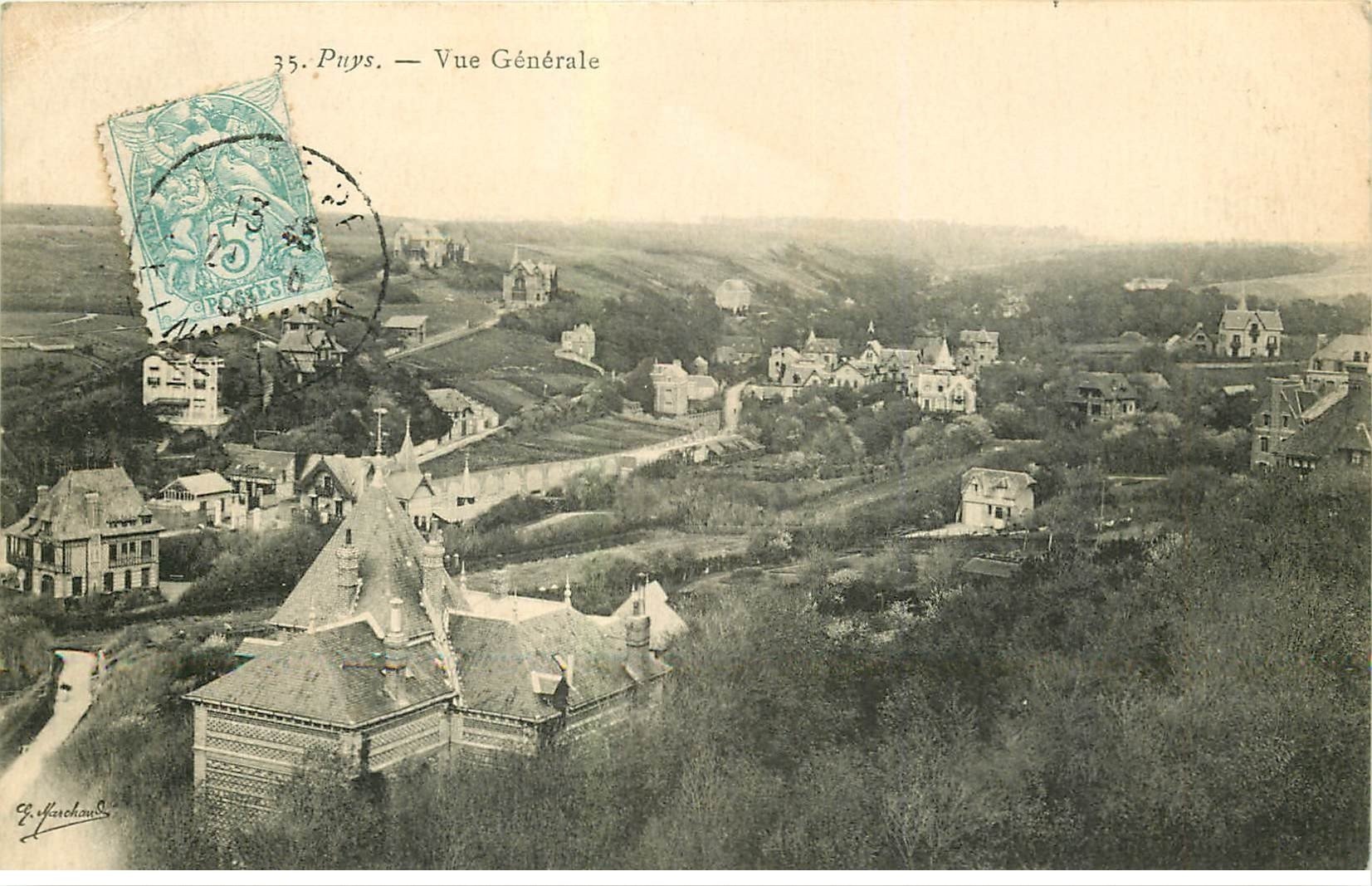carte postale ancienne 76 PUYS. Vue générale 1905