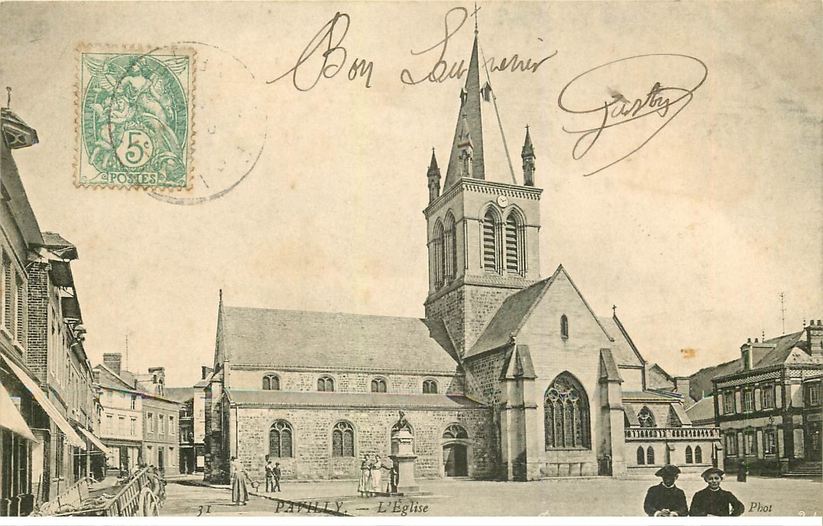 carte postale ancienne 76 PAVILLY. L'Eglise 1906