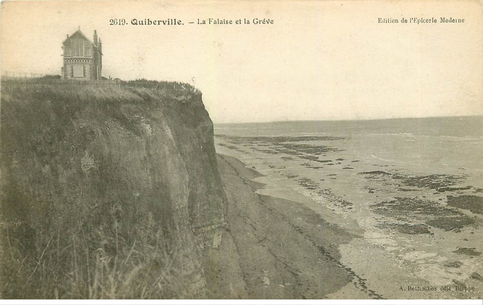 carte postale ancienne 76 QUIBERVILLE. Falaises et Grève