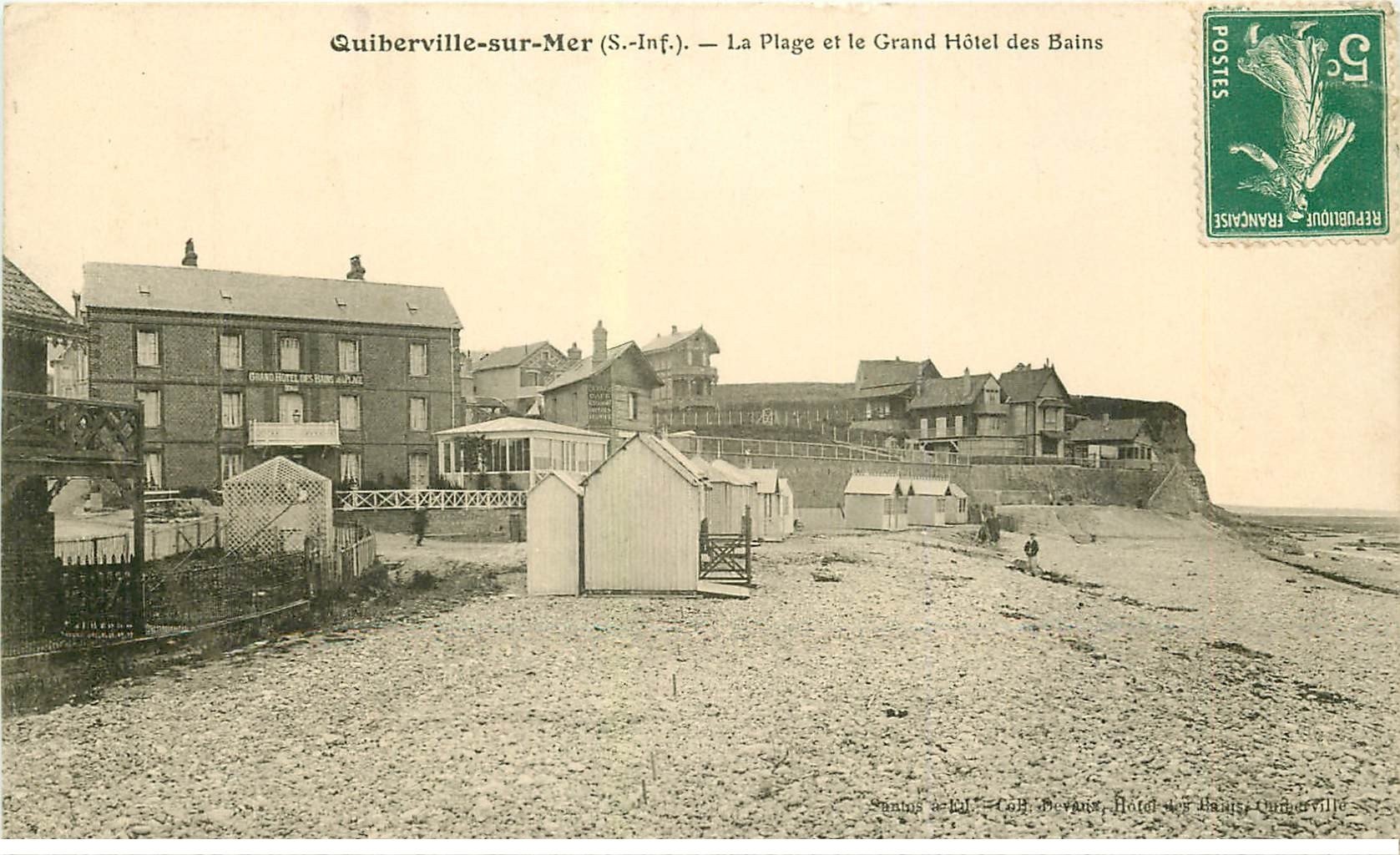 carte postale ancienne 76 QUIBERVILLE. Grand Hôtel des Bains