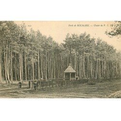 carte postale ancienne 76 ROUMARE. Chalet dans la Forêt avec Cyclistes
