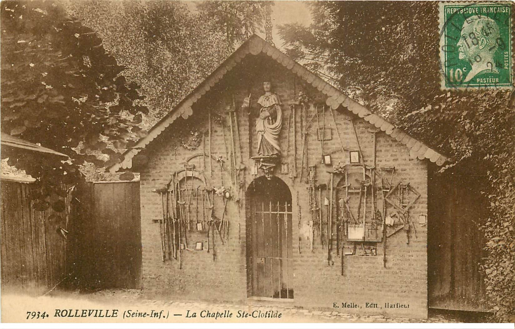 carte postale ancienne 76 ROLLEVILLE. Chapelle Sainte-Clotilde 1924