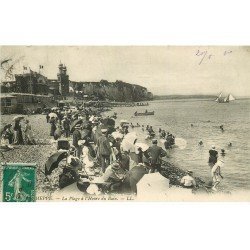 carte postale ancienne 76 DIEPPE. Plage heure du Bain 1910