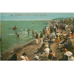 carte postale ancienne 76 DIEPPE. Plage Bains à marée haute 1936