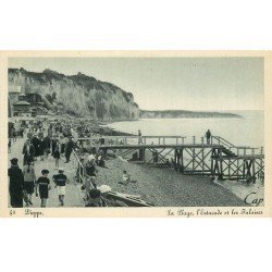 carte postale ancienne 76 DIEPPE. Plage Estacade et Falaises. Edition Cap 41