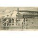 carte postale ancienne 76 LE TREPORT. Plage à marée basse 1923 Phare et Falaises