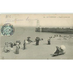 carte postale ancienne 76 LE TREPORT. Plage à haute Mer 1906
