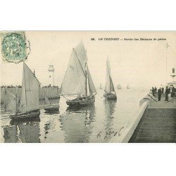 carte postale ancienne 76 LE TREPORT. Sortie Bateaux de Pêche 1906