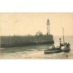 carte postale ancienne 76 LE TREPORT. Départ d'un Vapeur 1907. Edition Fleuri