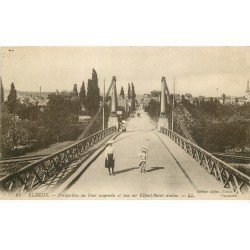 carte postale ancienne 76 ELBEUF. Pont suspendu 1916