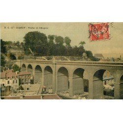 carte postale ancienne 76 ELBEUF. Viaduc de l'Hospice 1908