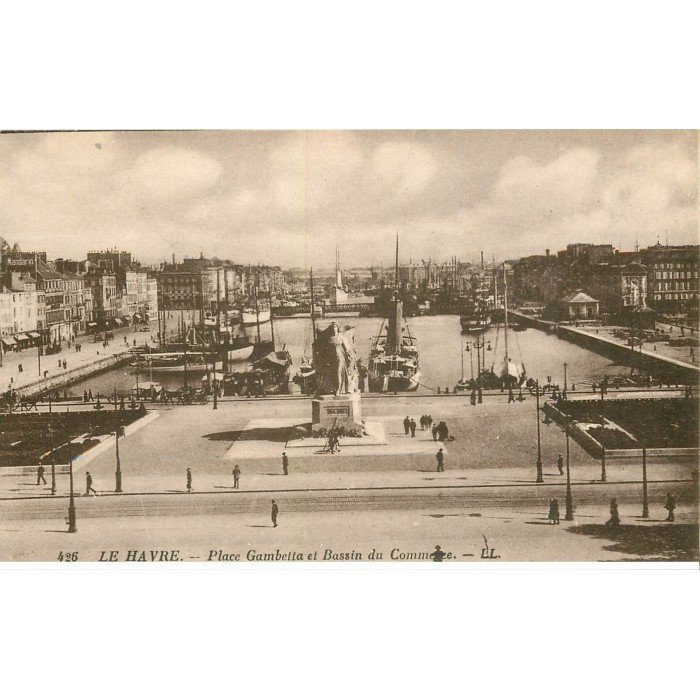 Carte Postale Ancienne 76 - Le Havre - Bassin Du Commerce Et Place Gambetta