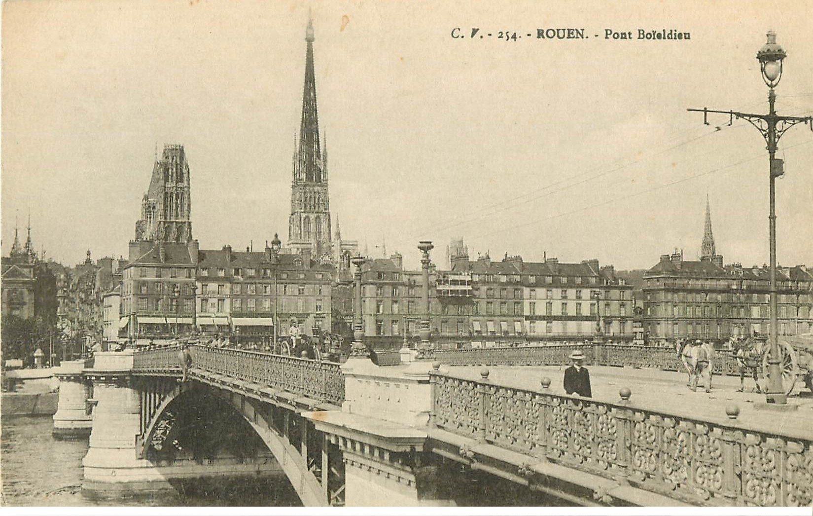carte postale ancienne 76 ROUEN. Pont Boieldieu 254