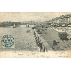 carte postale ancienne 76 ROUEN. Quai de Paris 1904