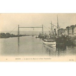 carte postale ancienne 76 ROUEN. Quai de la Bourse Pont Transbordeur