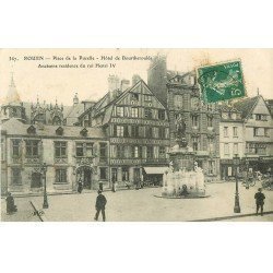 carte postale ancienne 76 ROUEN. Place de la Pucelle Hôtel de Bourtheroulde 1910