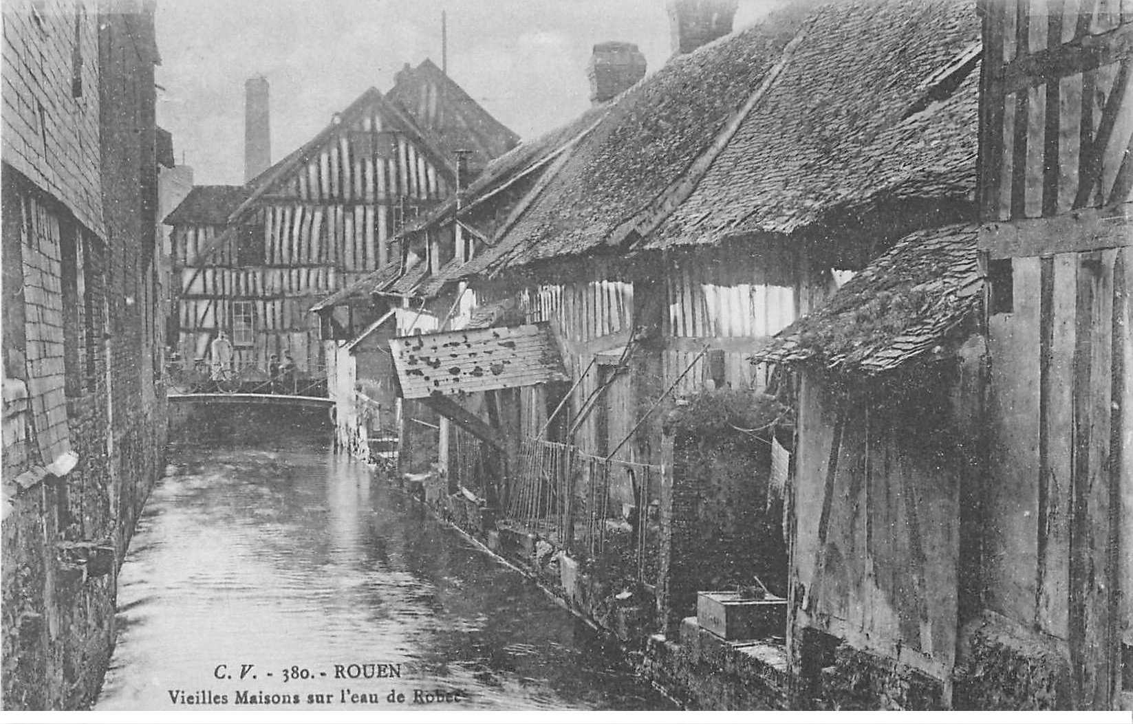 carte postale ancienne 76 ROUEN. Maisons sur eau de Robec