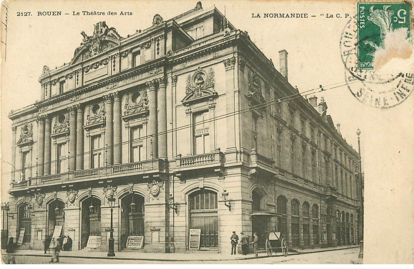 carte postale ancienne 76 ROUEN. Théâtre des Arts 1908.