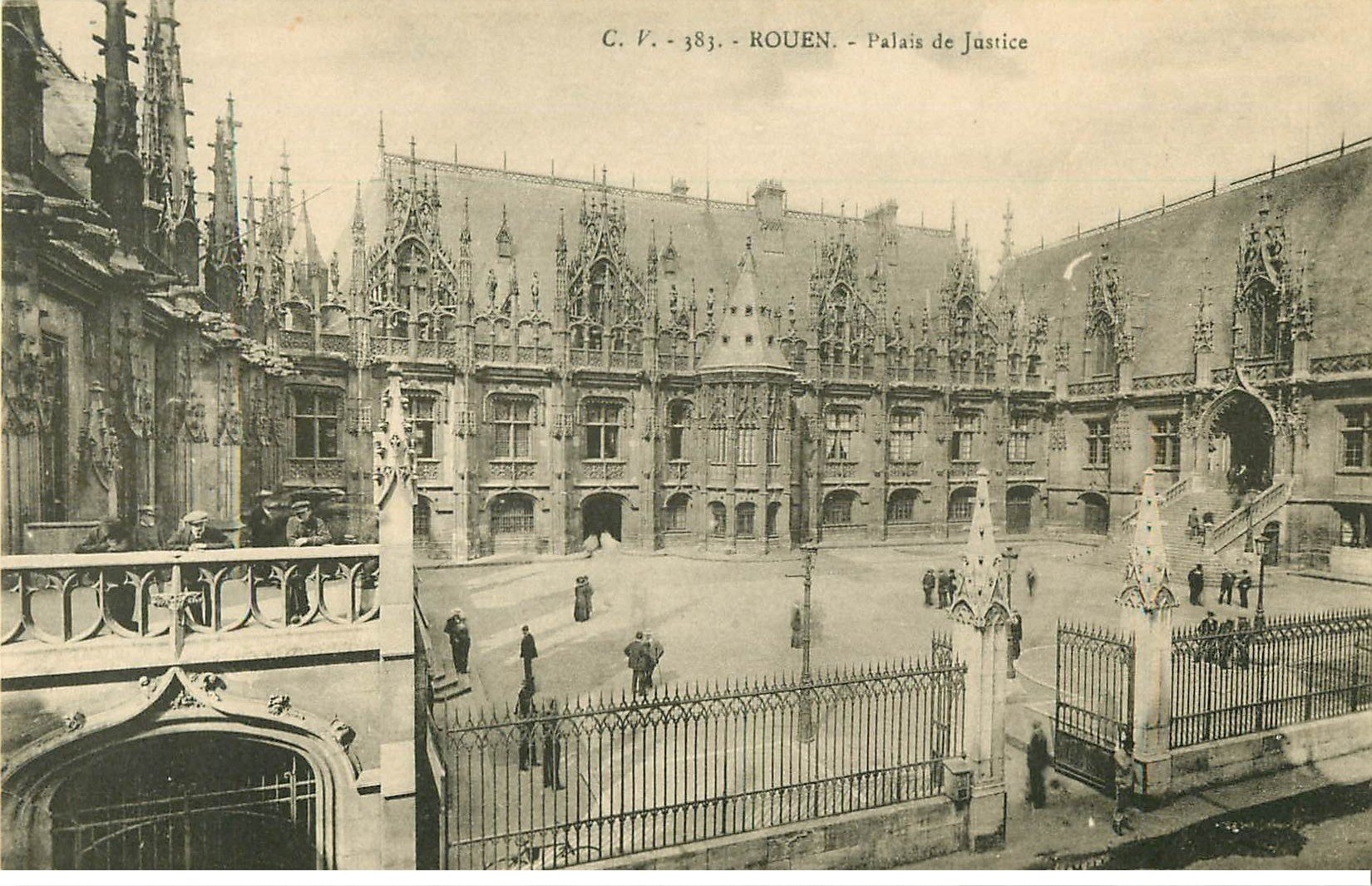 carte postale ancienne 76 ROUEN. Palais de Justice 383 animation