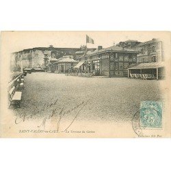 carte postale ancienne 76 SAINT-VALERY-EN-CAUX. Terrasse du Casino 1905