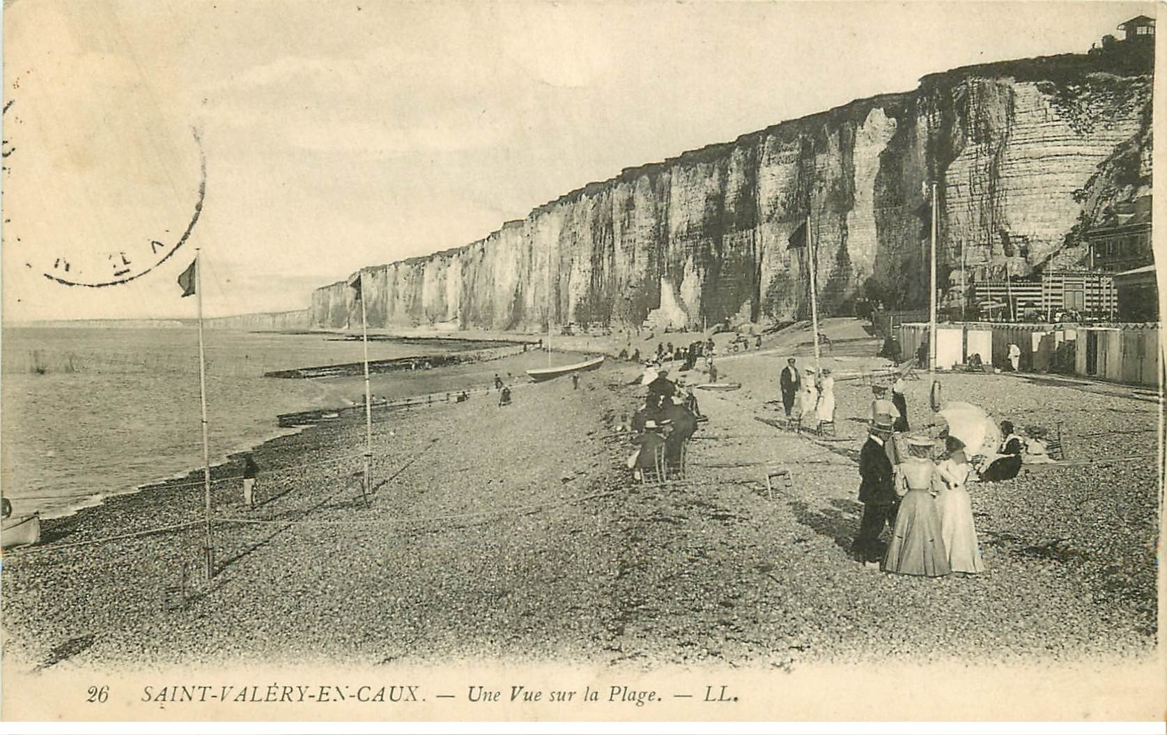 carte postale ancienne 76 SAINT-VALERY-EN-CAUX. Une vue sur la Plage. Timbre absent