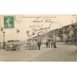 carte postale ancienne 76 SAINT-VALERY-EN-CAUX. Terrasse du Casino 1913