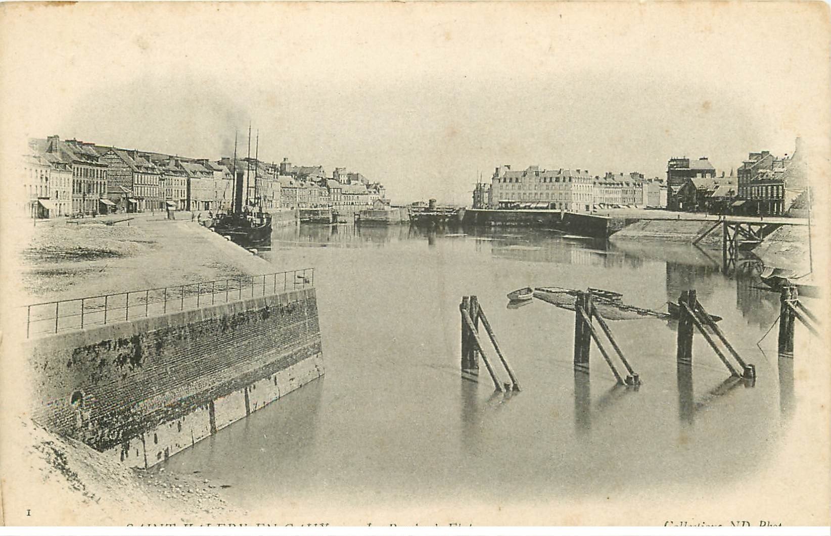 carte postale ancienne 76 SAINT-VALERY-EN-CAUX. Le Bassin à Flot vers 1900