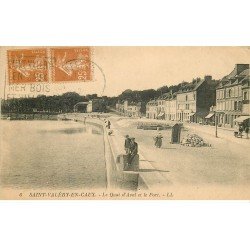 carte postale ancienne 76 SAINT-VALERY-EN-CAUX. Quai d'Aval et Port