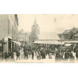 carte postale ancienne 76 SAINT-VALERY-EN-CAUX. Le Marché