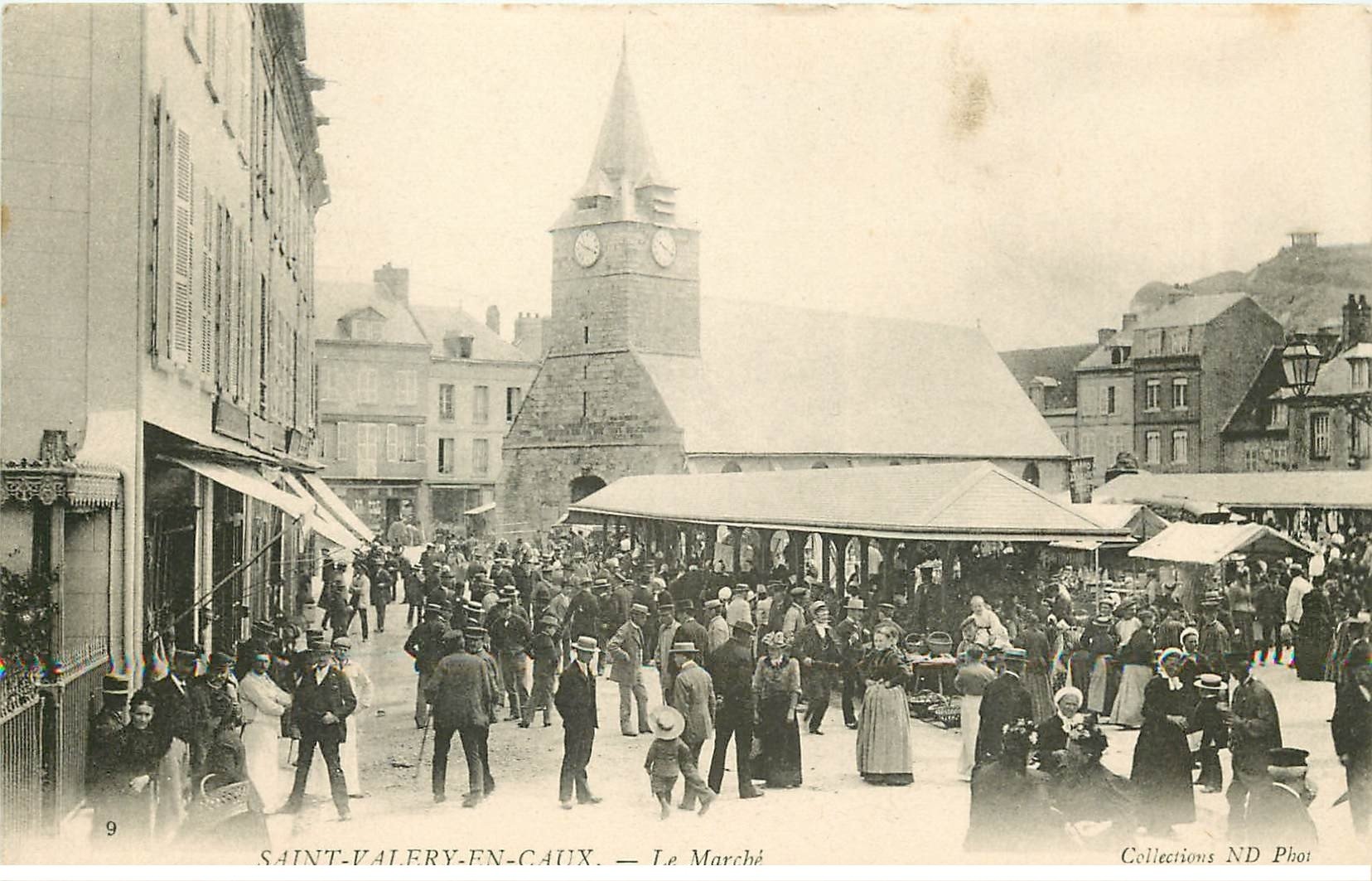 carte postale ancienne 76 SAINT-VALERY-EN-CAUX. Le Marché