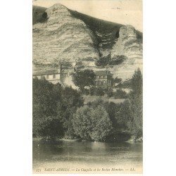carte postale ancienne 76 SAINT-ADRIEN. La Chapelle et Roches Blanches 1909