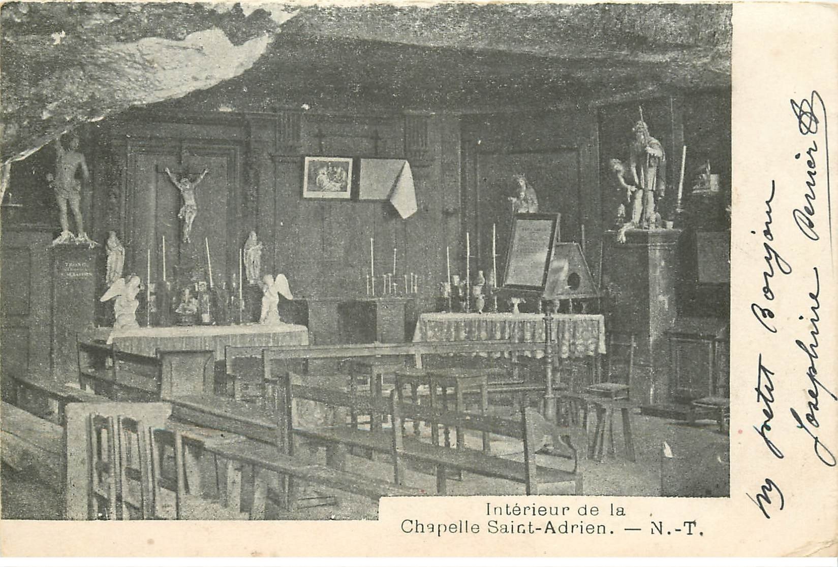 carte postale ancienne 76 SAINT-ADRIEN. Intérieur Chapelle 1904