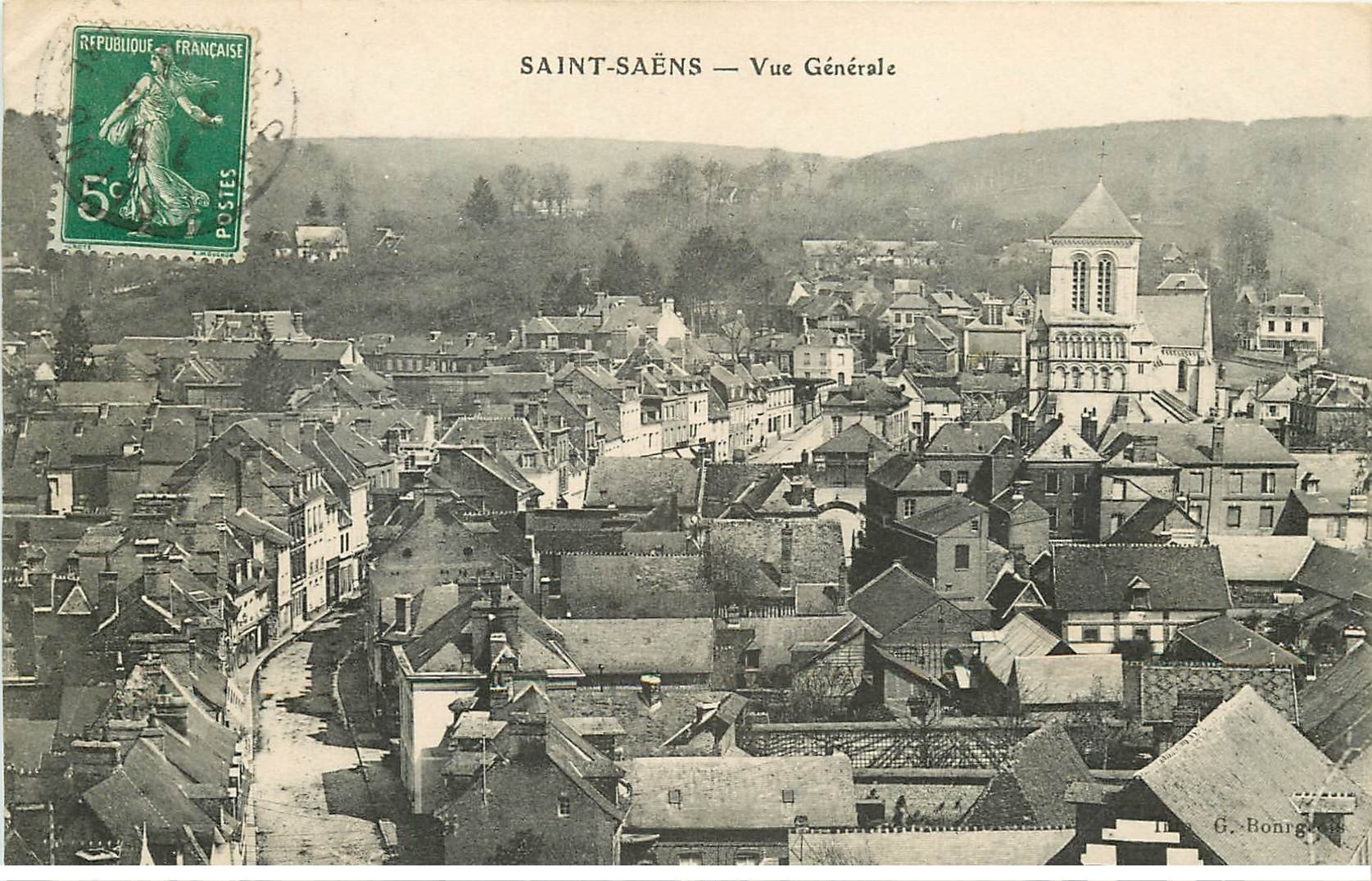 carte postale ancienne 76 SAINT-SAËNS. Vue générale 1913