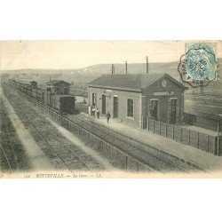 carte postale ancienne 76 SOTTEVILLE. Train en Gare 1907