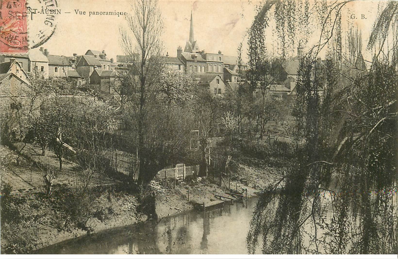 carte postale ancienne 76 SAINT-AUBIN. Vue panoramique 1905