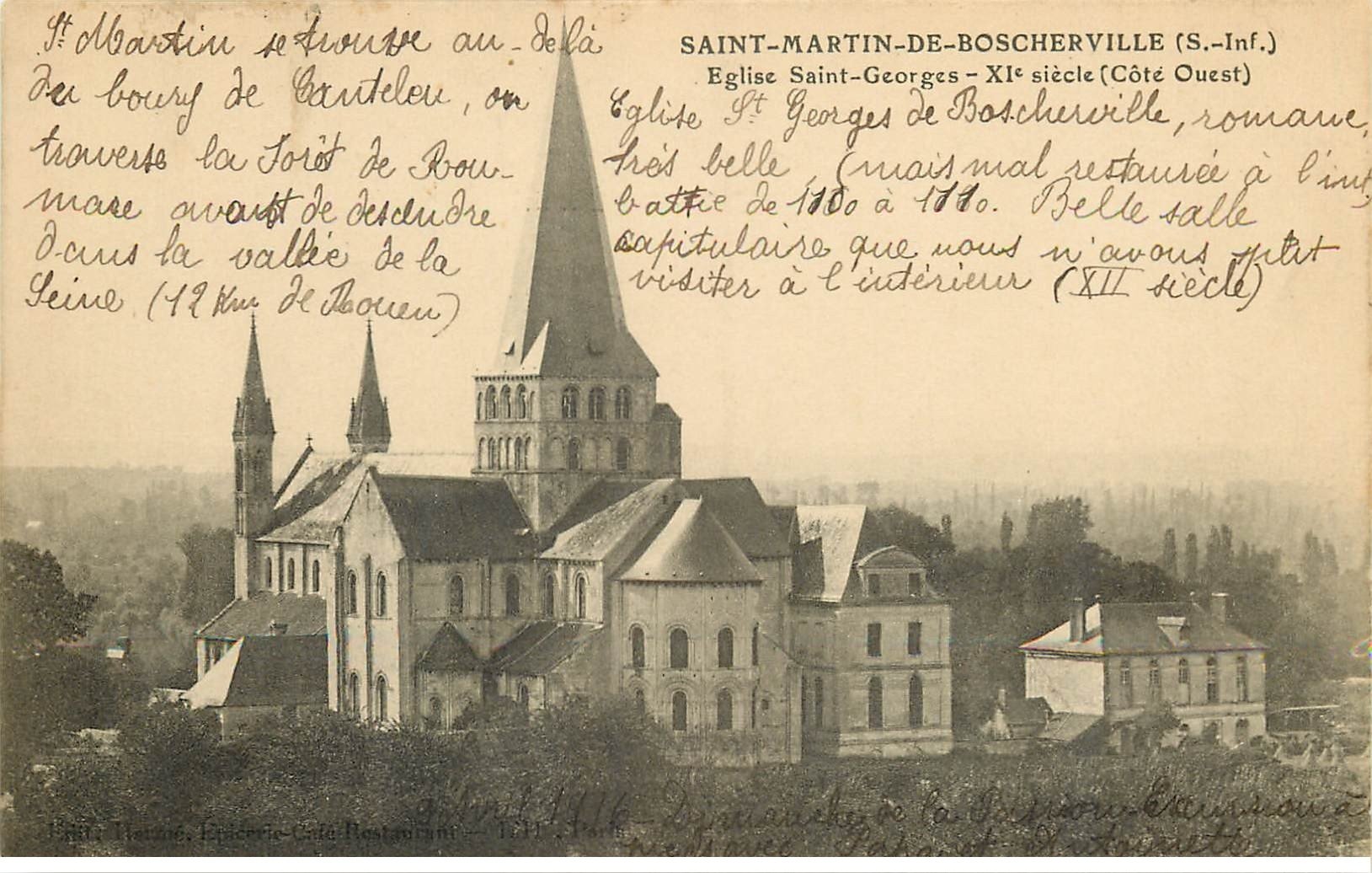 carte postale ancienne 76 SAINT-MARTIN-DE-BOSCHERVILLE. Eglise Saint-Georges 1916