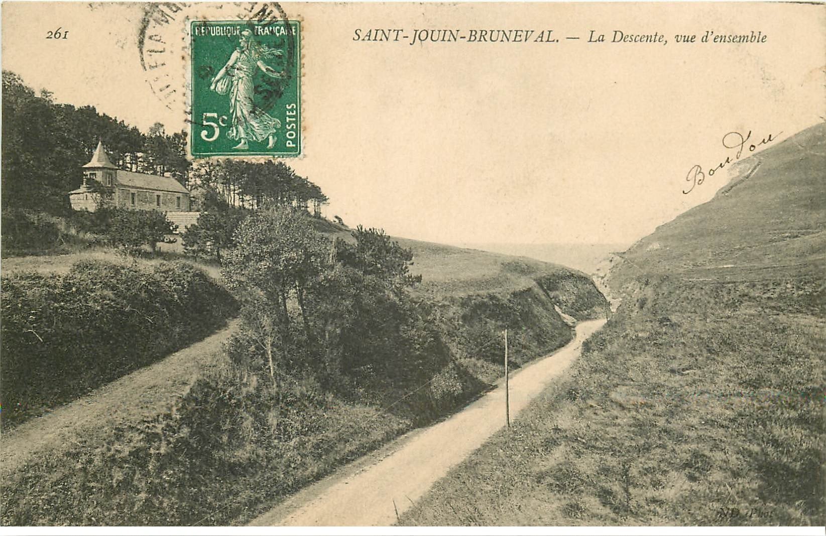 carte postale ancienne 76 SAINT-JOUIN-BRUNEVAL. La descente
