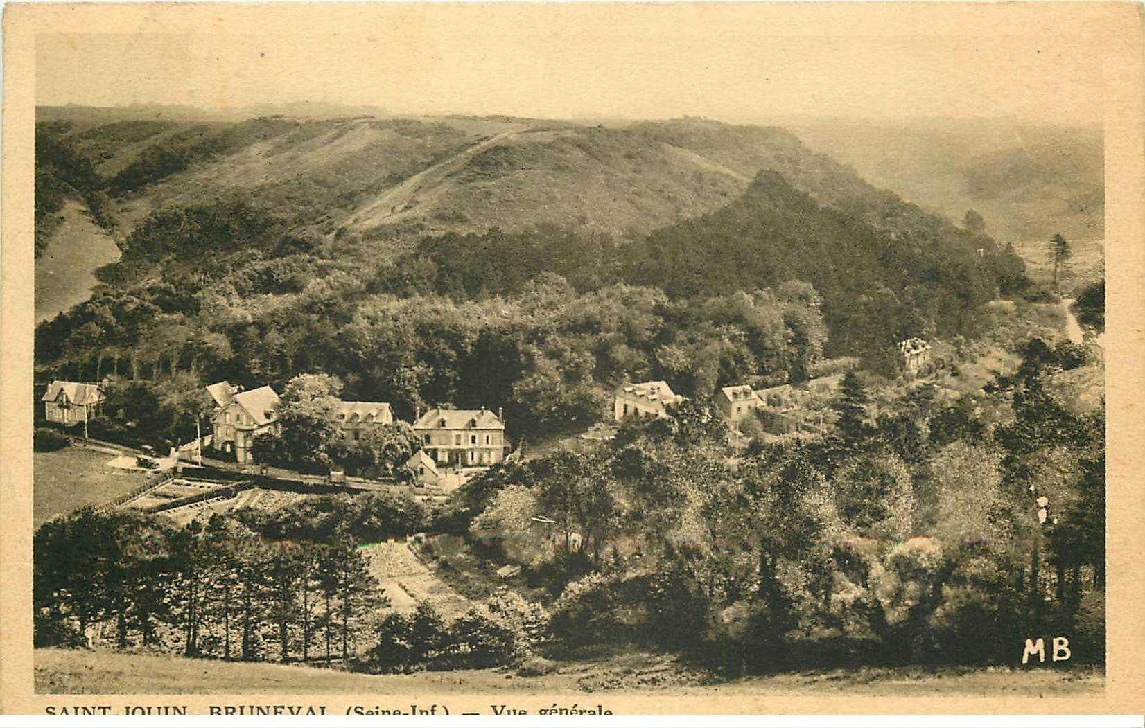 carte postale ancienne 76 SAINT-JOUIN-BRUNEVAL. Vue générale 1953