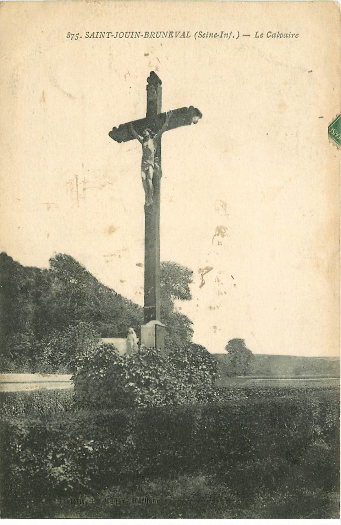 carte postale ancienne 76 SAINT-JOUIN-BRUNEVAL. Le Calvaire vers 1920