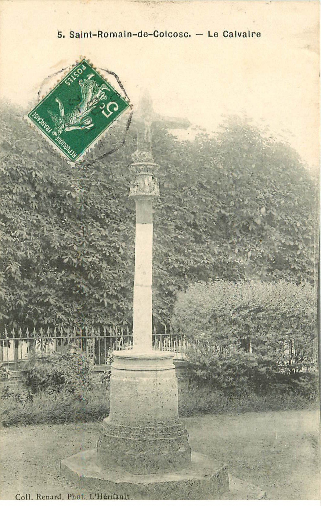 carte postale ancienne 76 SAINT-ROMAIN-DE-COLBOSC. Le Calvaire 1909