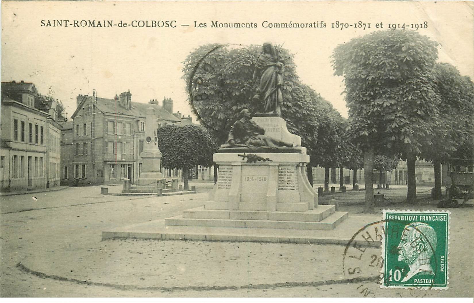 carte postale ancienne 76 SAINT-ROMAIN-DE-COLBOSC. Monument Commémoratifs 1924