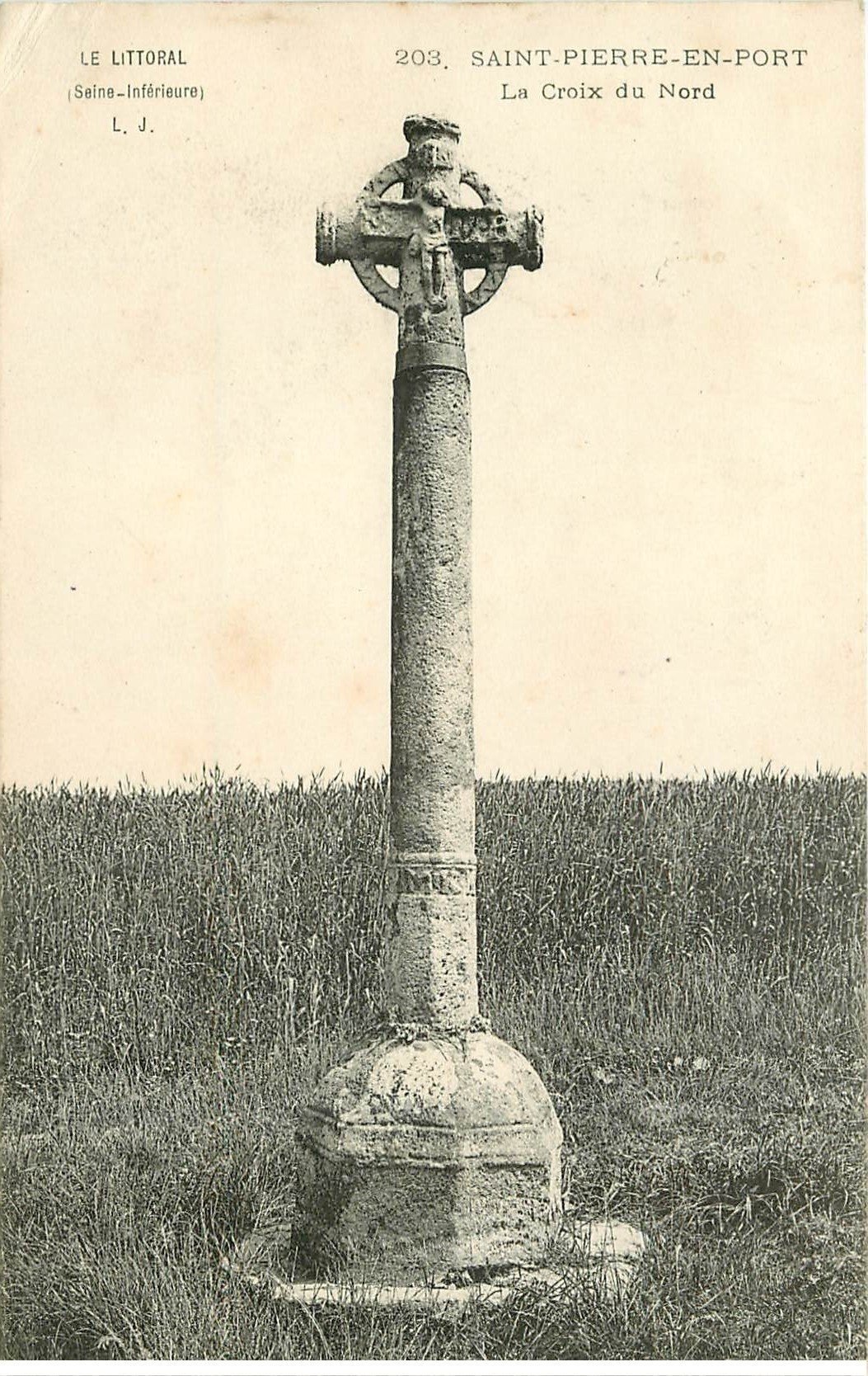 carte postale ancienne 76 SAINT-PIERRE-EN-PORT. La Croix du Nord 1910