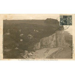 carte postale ancienne 76 SAINT-PIERRE-EN-PORT. Plage Falaises d'Aval 1931