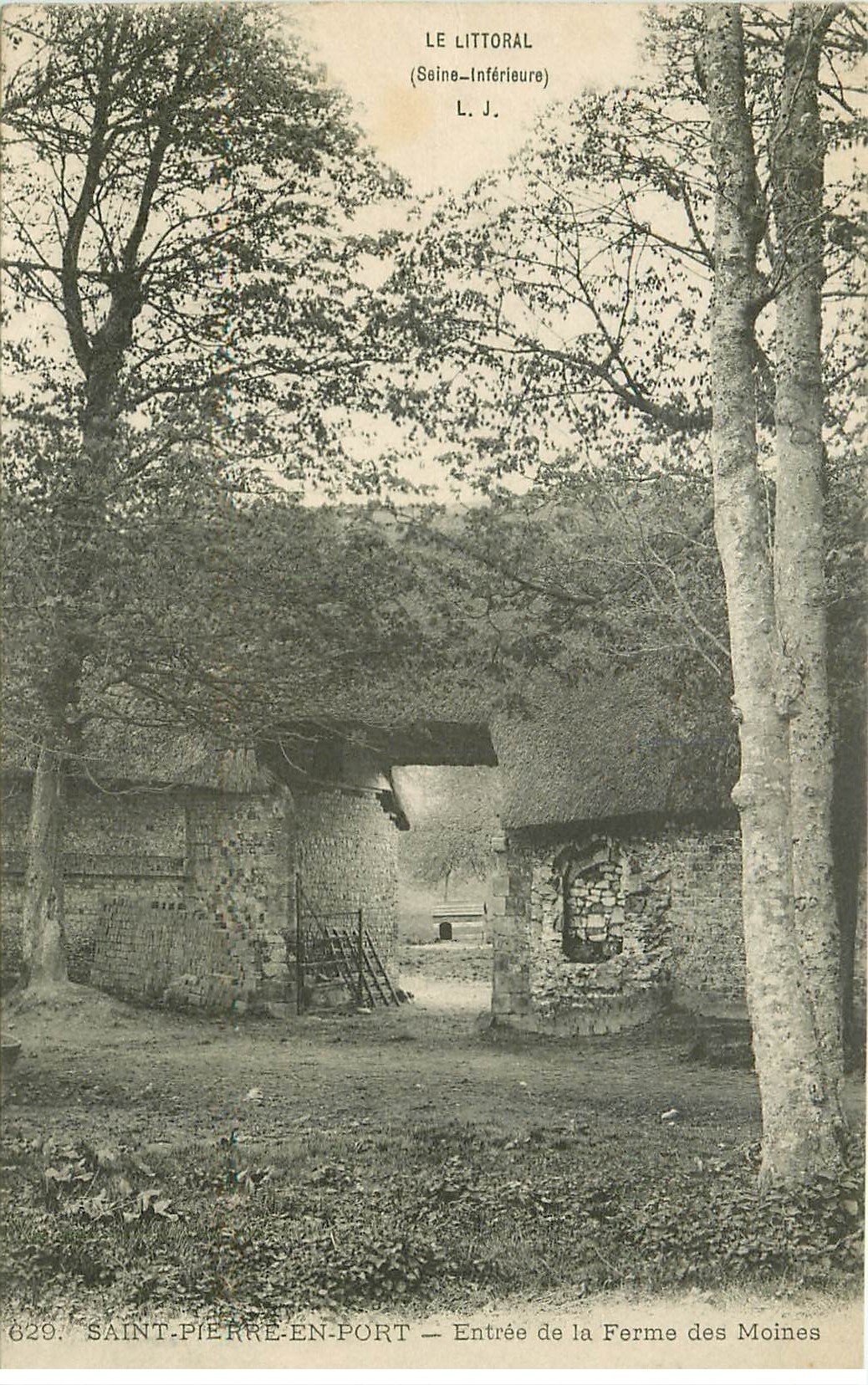 carte postale ancienne 76 SAINT-PIERRE-EN-PORT. Ferme des Moines 1912