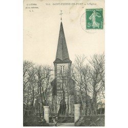 carte postale ancienne 76 SAINT-PIERRE-EN-PORT. L'Eglise avec Gamin
