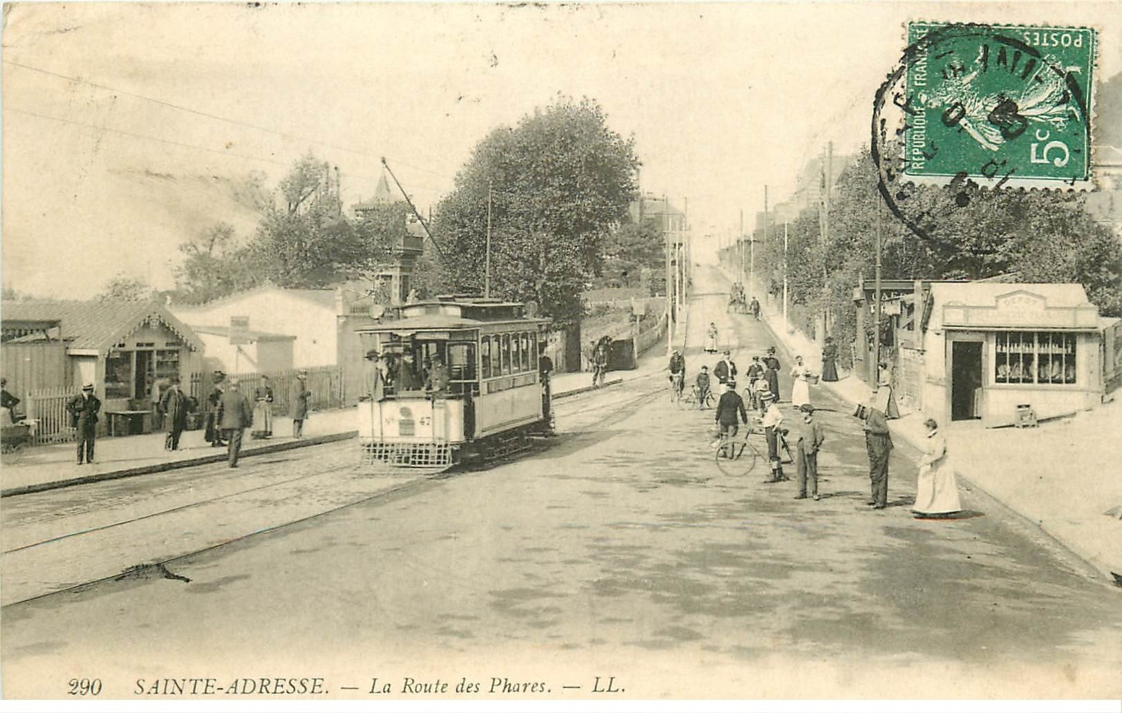 carte postale ancienne 76 SAINT-ADRESSE. La Route des Phares 1909