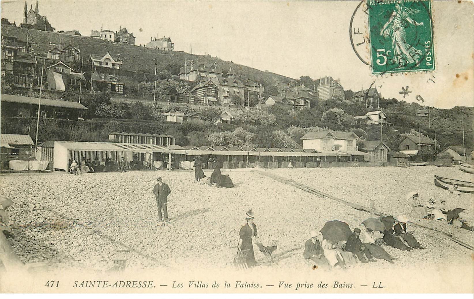 carte postale ancienne 76 SAINT-ADRESSE. Les Villas de la Falaise 1911