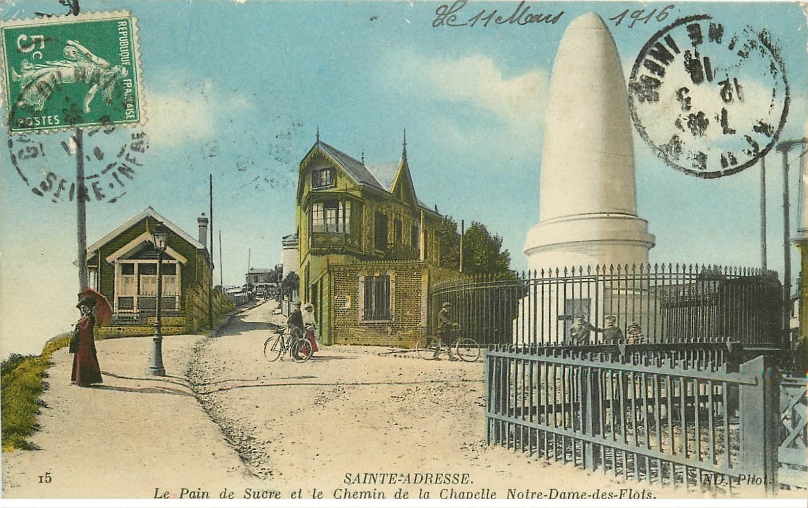 carte postale ancienne 76 SAINT-ADRESSE. Pain de Sucre Chemin de la Chapelle Notre-Dame des Flots 1916
