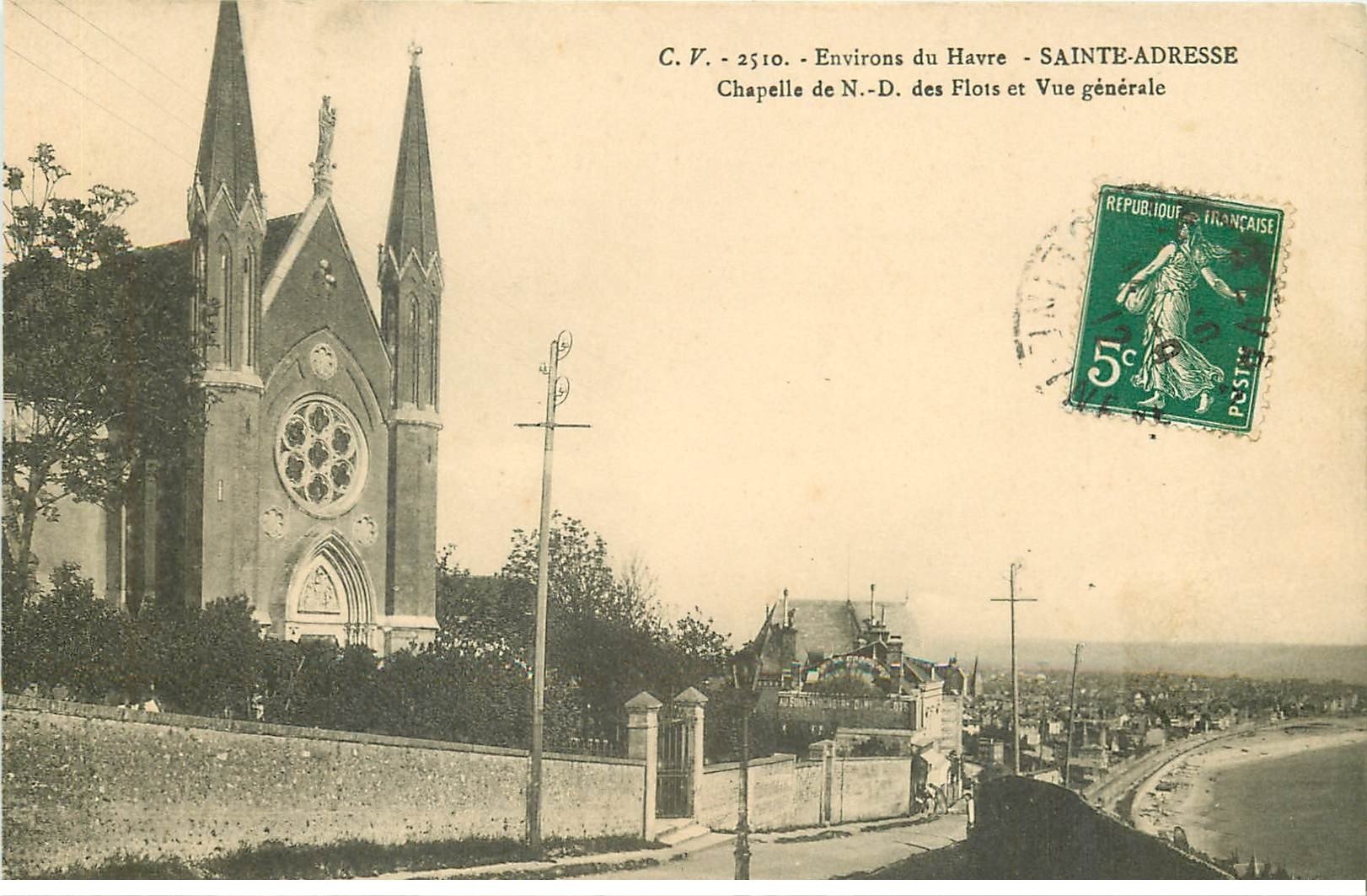 carte postale ancienne 76 SAINT-ADRESSE. Chapelle Notre-Dame des Flots 1912